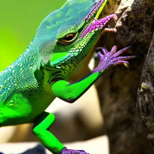 

This image shows a bright green lizard perched atop a rock, its tongue flicking out to catch a fly. Its vibrant colors and alert posture make it a perfect illustration for an article about exotic lizards as pets.