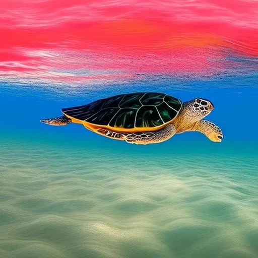 

This image shows a large sea turtle swimming slowly and gracefully through the ocean. The turtle's slow and steady pace is a reminder of the importance of taking life at a slower, more relaxed pace. The image is a perfect illustration of the