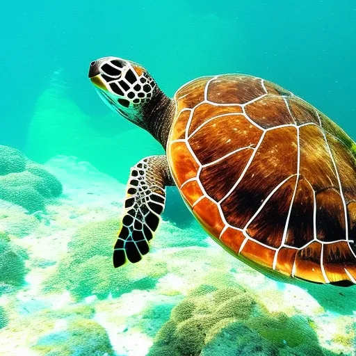 

This image shows a smiling sea turtle swimming in a bright blue ocean. It is a perfect illustration for an article about the care and fun facts of sea turtles. The image captures the beauty and joy of these majestic creatures, and serves as a